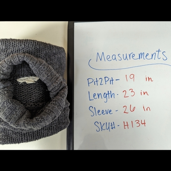 Eileen Fisher XS Turtleneck Sweater Organic Cotton Chunky Distress Knit Pullover - Picture 9 of 9